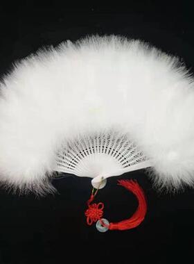 羽毛扇子彩色加厚全绒扇 舞蹈表演广场舞扇 舞台走秀配饰羽毛扇