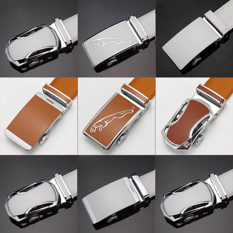 腰带男款青少年男士皮带年轻人简约纹白黄色自动扣头休闲商务青年