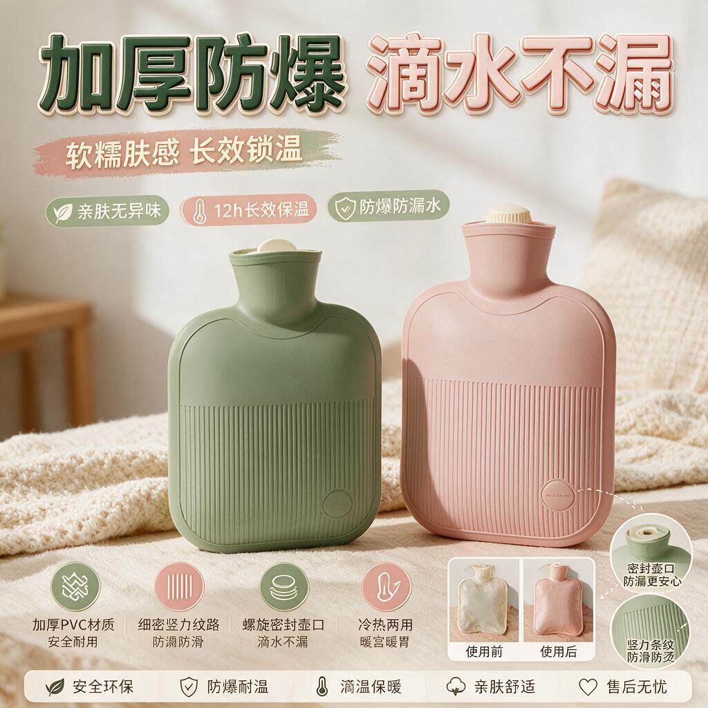 热水袋注水加厚防爆热敷专用暖肚子大小号暖手宝保温迷你暖被窝