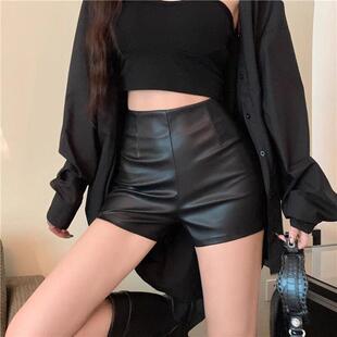 热裤 2025春秋新款 打底A字靴裤 女外穿紧身性感包臀短裤 高腰皮裤