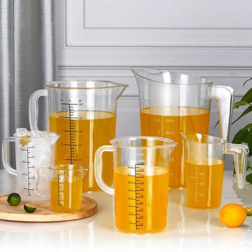 新款pc塑料大量杯带刻度毫升杯容器测量杯计量杯奶茶店5000ml