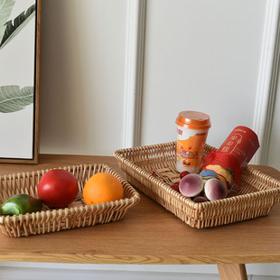 饼筐框子盘大号编织油炸藤筐藤编篮面点长方形收纳框熟食竹篮储物