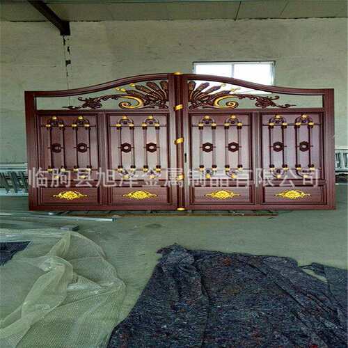 铝艺大门厂家 别墅庭院铝艺双开门 中式自建房大门铝合金大门