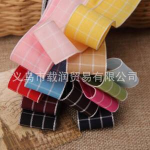 新款直销彩色格子织带 diy手工蝴蝶结儿童发饰配件材料织带白线格