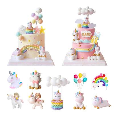 Rainbow Unicorn Cake Topper Girl Baby Shower Birthday Decor