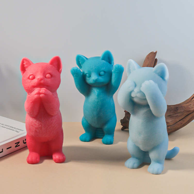 新款diy硅胶模具大号可爱猫咪蜡烛硅胶模具大尺寸香薰蜡烛模具