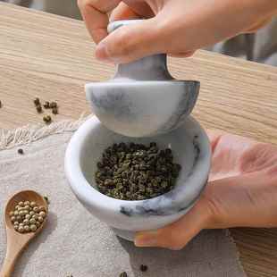 轻奢大理石研磨器创意捣蒜器粉末捣碎罐手动家用胡椒花椒药片研钵