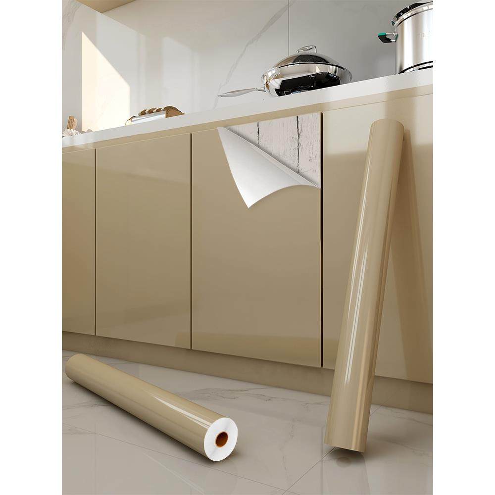 加厚橱柜烤漆贴纸自粘家具翻新专用厨房柜门改色冰箱防水防油贴膜