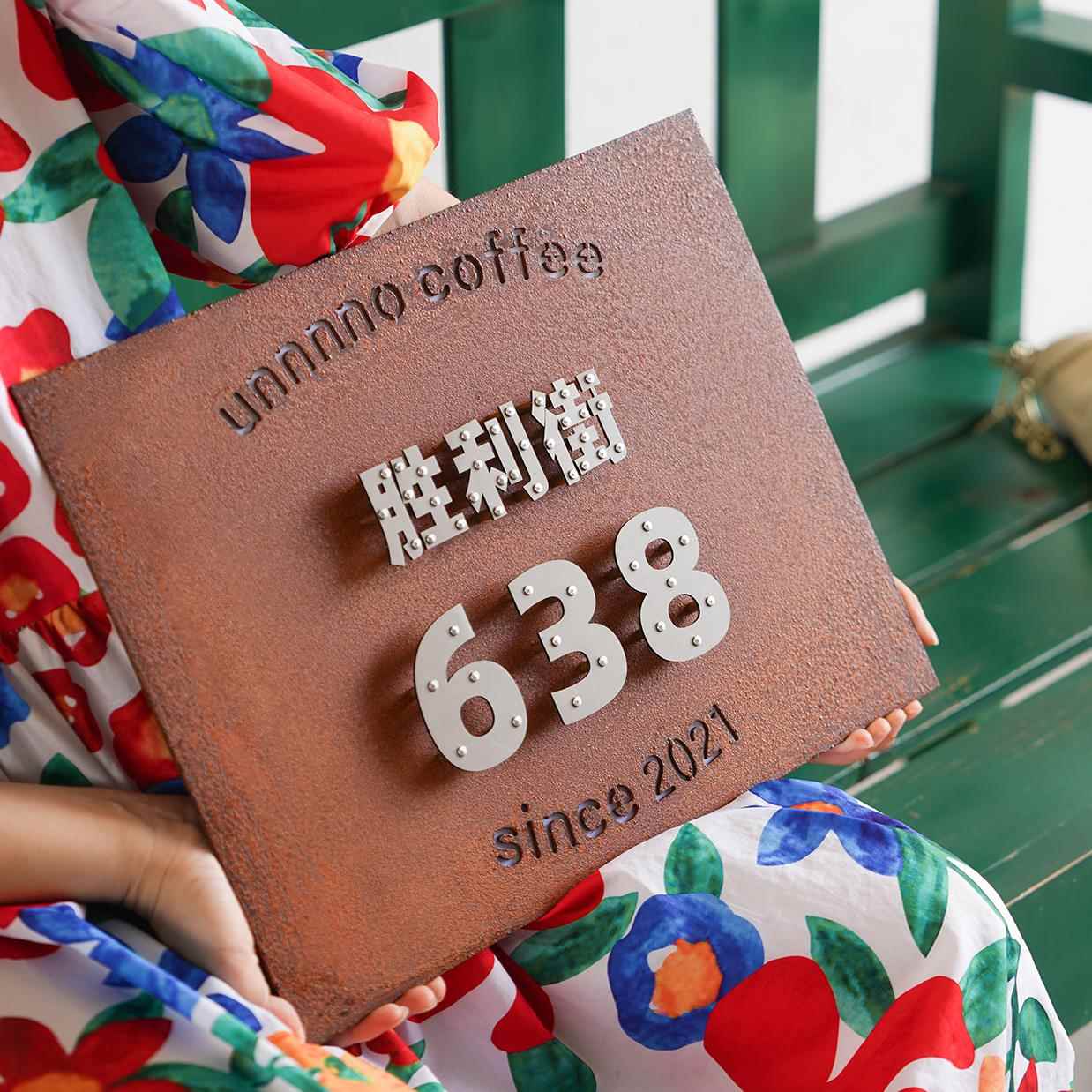 生锈做旧广告展示牌订制复古铁艺民宿镂空字不锈钢悬浮立体字招牌