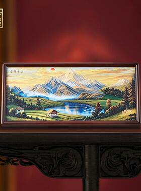 日照山铜雕画黄铜画酒店会画所客厅版办金KVC公室壁装饰画