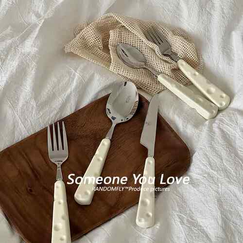 创意奶酪不锈钢刀叉勺高级感奶油风西餐叉汤匙饭匙水果甜品蛋糕叉