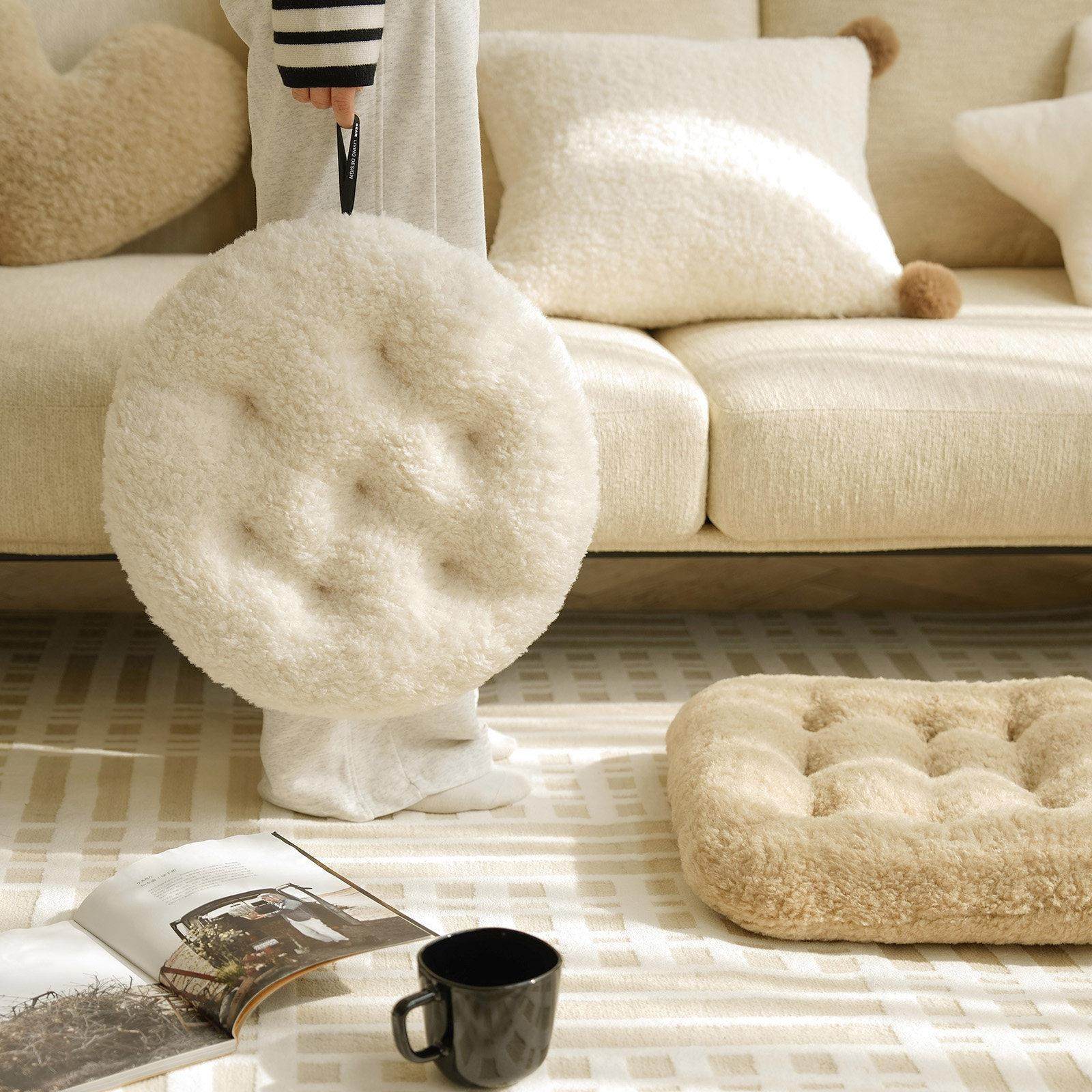 坐垫冬季毛绒加厚冬天椅垫秋冬餐椅椅子凳子垫办公室地上屁垫垫子,居家布艺,蒲团,淘宝优惠券,粉丝福利购,淘宝优惠卷