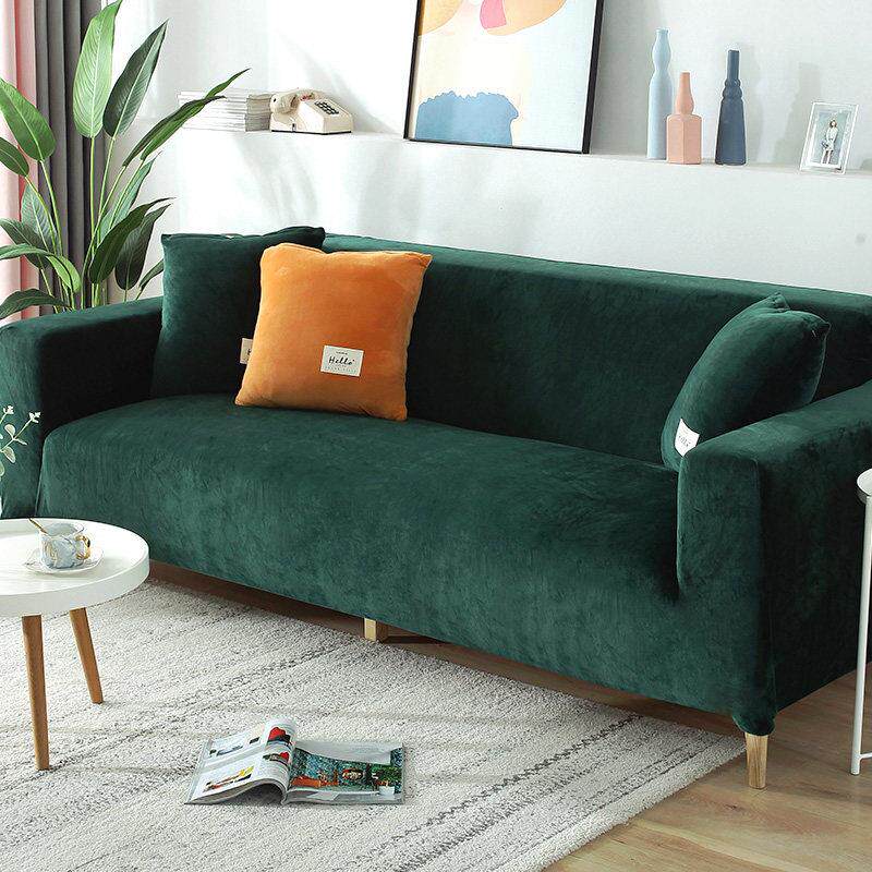 Velvet Plush Sofa Cover for Living Room Sectional Couch Cove
