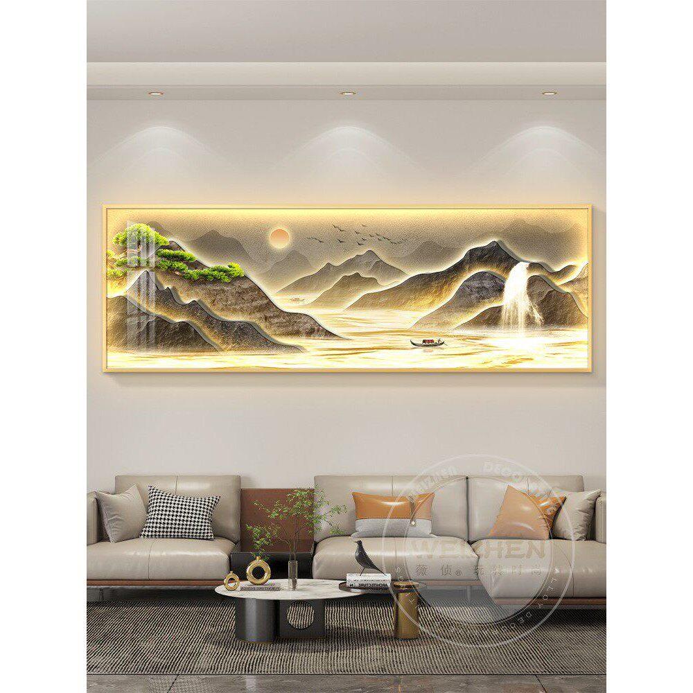 流水生财轻奢客厅装饰画沙发背景墙挂画壁画简约现代高档