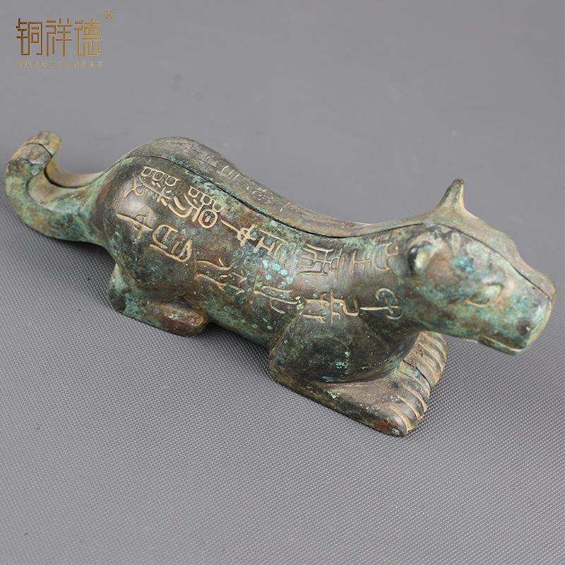 铜虎符摆件古玩铜器实心虎符兵符权力信物家居办公室装饰摆设