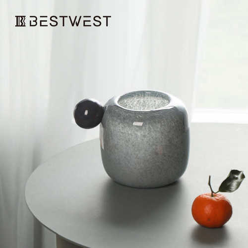Best west 冰川灰可爱香薰器皿花瓶 高档轻奢样板间软装饰品花器