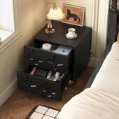 新复古轻奢黑款 边意柜抽屉 床头柜高色端设计师简约现代创中古床