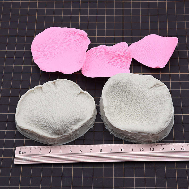 翻糖树脂粘土玫瑰花瓣 超轻粘土仿真玫瑰花瓣纹理压模硅胶模具