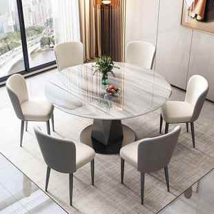 多功能餐桌家石用缩饭超晶折叠旋转家用微伸晶RZW石现代简约圆形