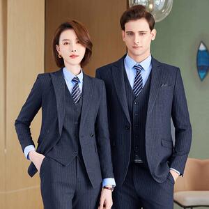 正装职业装男女气质工作服银行公务员地产售楼部4S店条纹西装套装