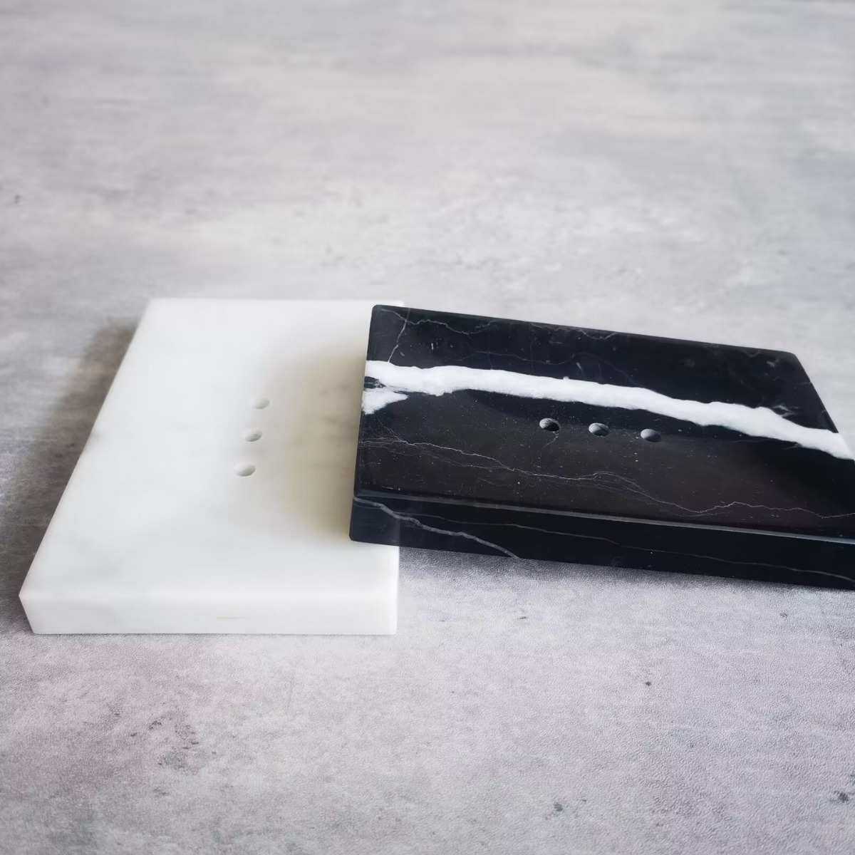天然黑白石材肥皂香皂大理石大理石轻托卫生间垫奢防水杯皂盒