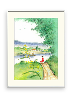 中央美院硕士 肚子杜杜《红裙子》限量版画卧室餐厅玄关挂画