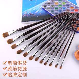 画笔刷 双号6支套装 厂家 单号 紫纹木杆狼毫水粉笔油画笔