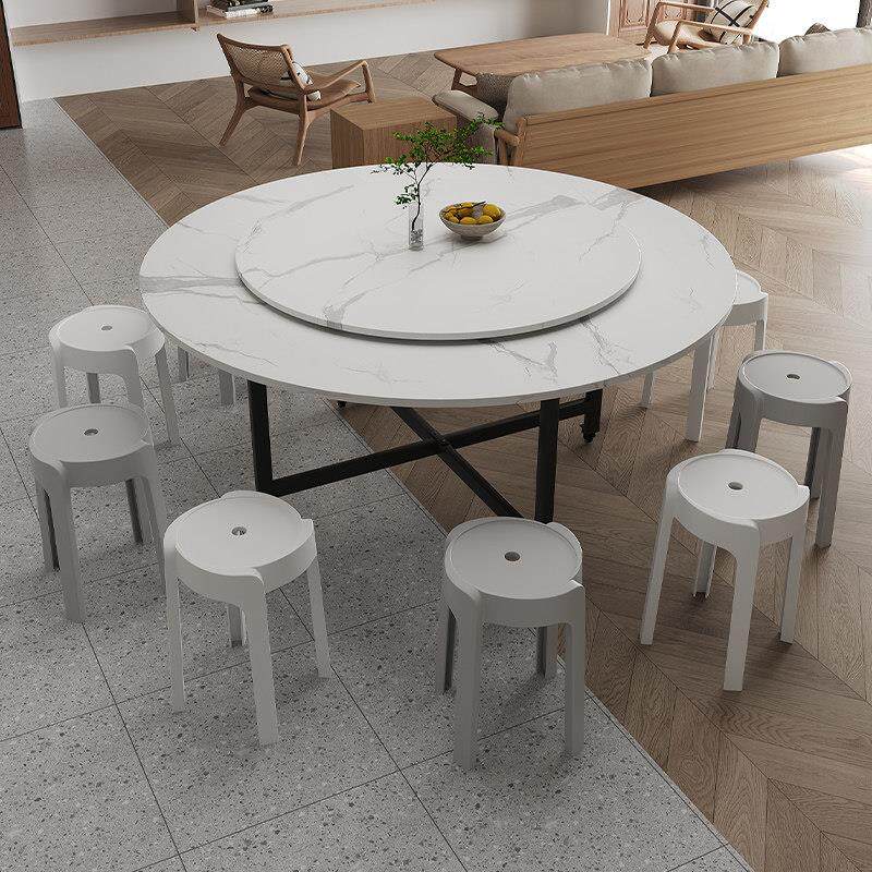 折叠桌家用小户型餐桌可移动吃饭桌子出租房饭桌带转盘桌椅组合