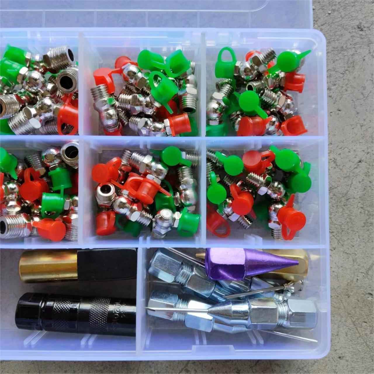 黄油嘴套盒M6M8M10毫米黄油咀注油嘴黄油枪尖头平头针式枪头套盒