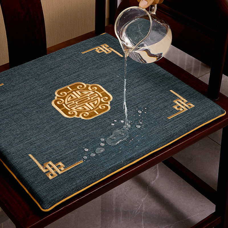 正反两用坐垫透气红木椅子双面坐垫凉席海绵四季座垫护腰防水棉麻