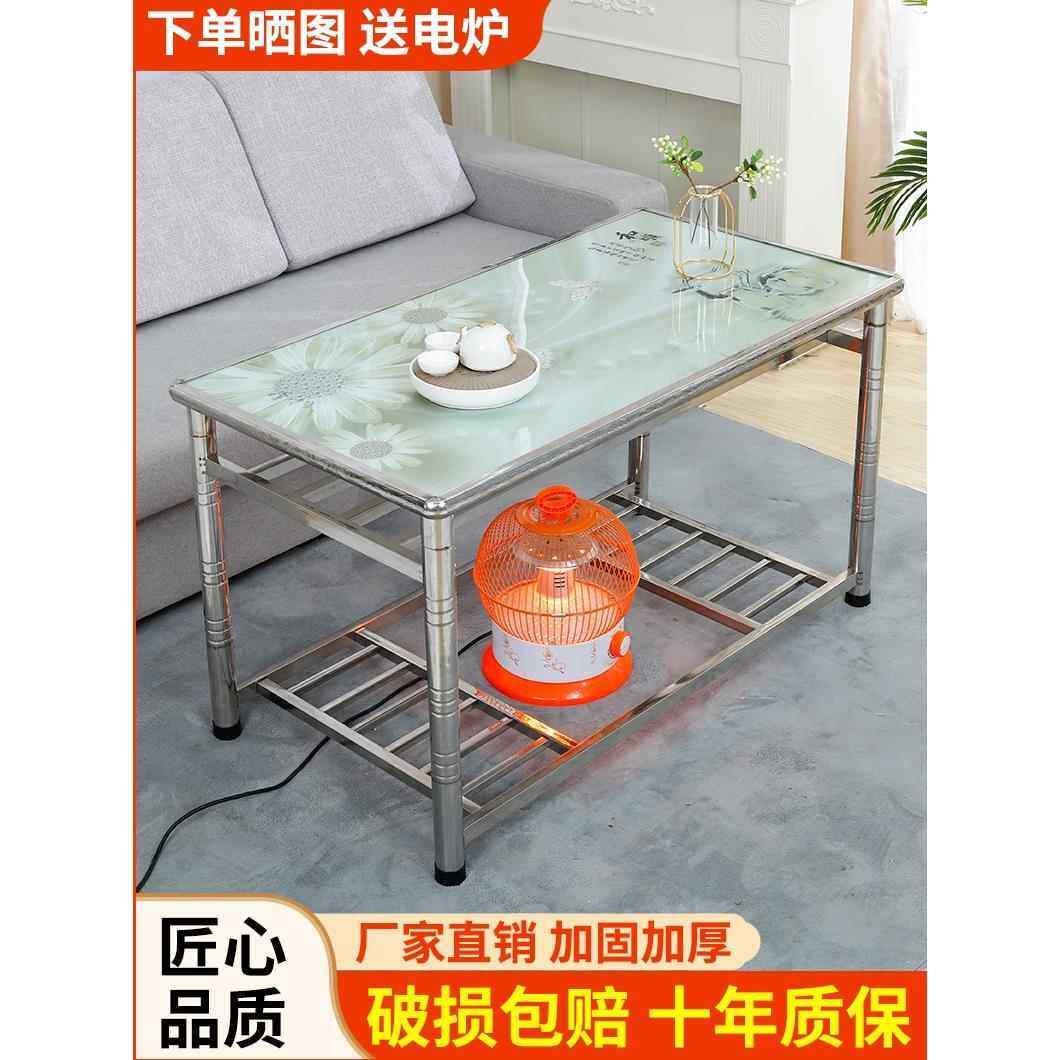 吃饭烤火一体桌新式烤火桌不锈钢折叠餐桌子长方形家用吃饭方桌客,住宅家具,折叠桌,淘宝优惠券,粉丝福利购,淘宝优惠卷