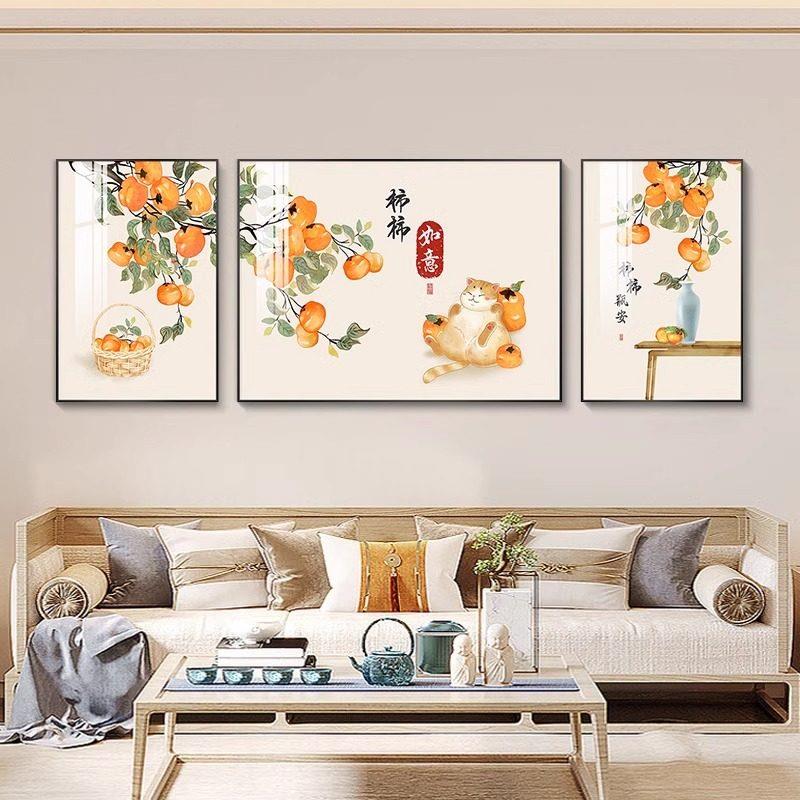 柿子画 画客厅柿柿如意装饰画 画沙发背景墙寓意好墙面挂画 画202