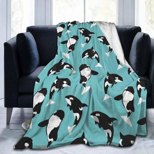 Killer Whale Orca Throw Blanket Ultra Soft Blanket Warm Thin