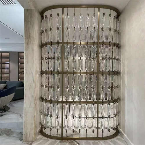 304不锈钢水晶玻璃屏风超白玻璃砖水晶砖装饰办公隔断屏风玄关室