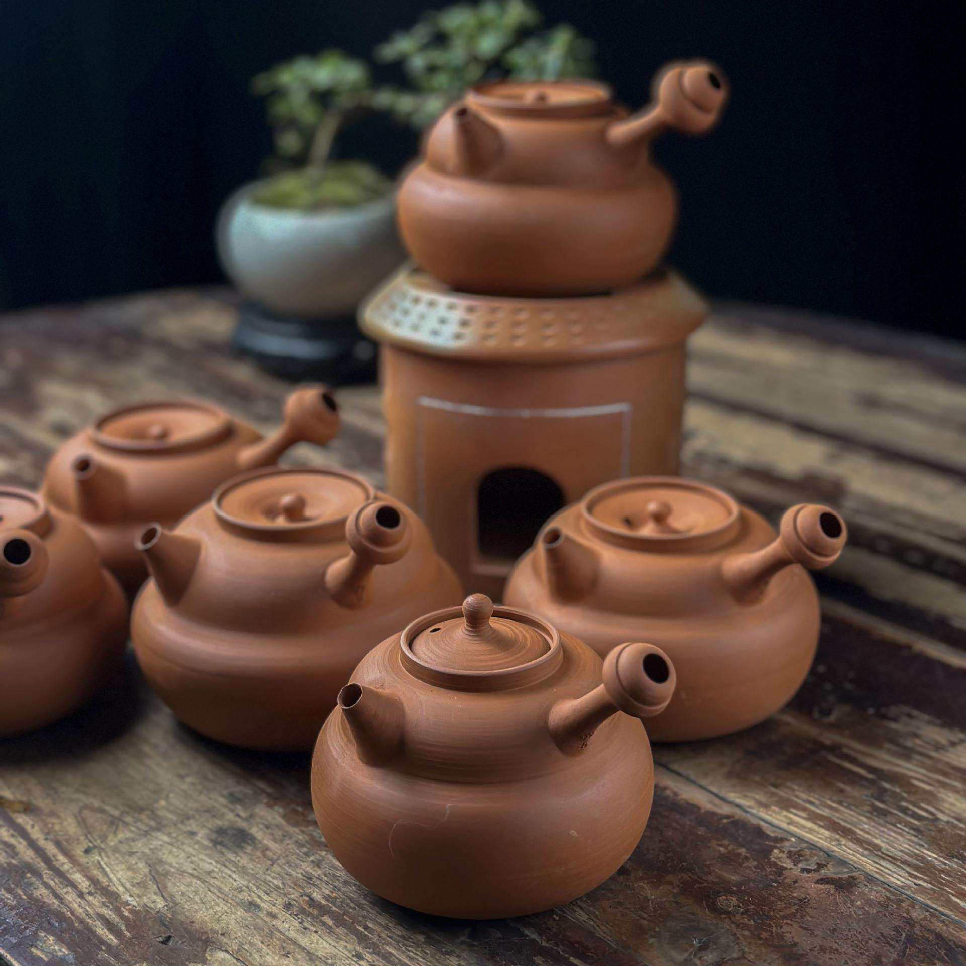 潮州红泥侧把烧水壶梓桂砂铫壶茶煮茶器炭炉电陶炉煮茶壶茶具