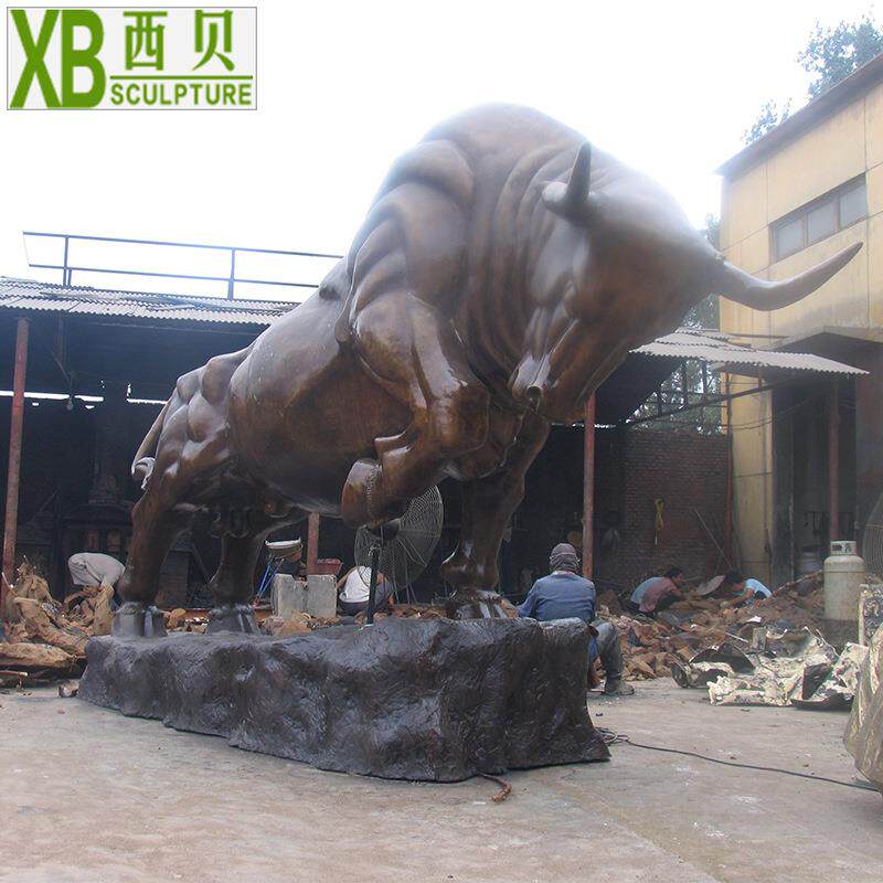 厂家供应华尔街铜动物牛雕塑景区广场步行街大型铜牛耕牛雕塑