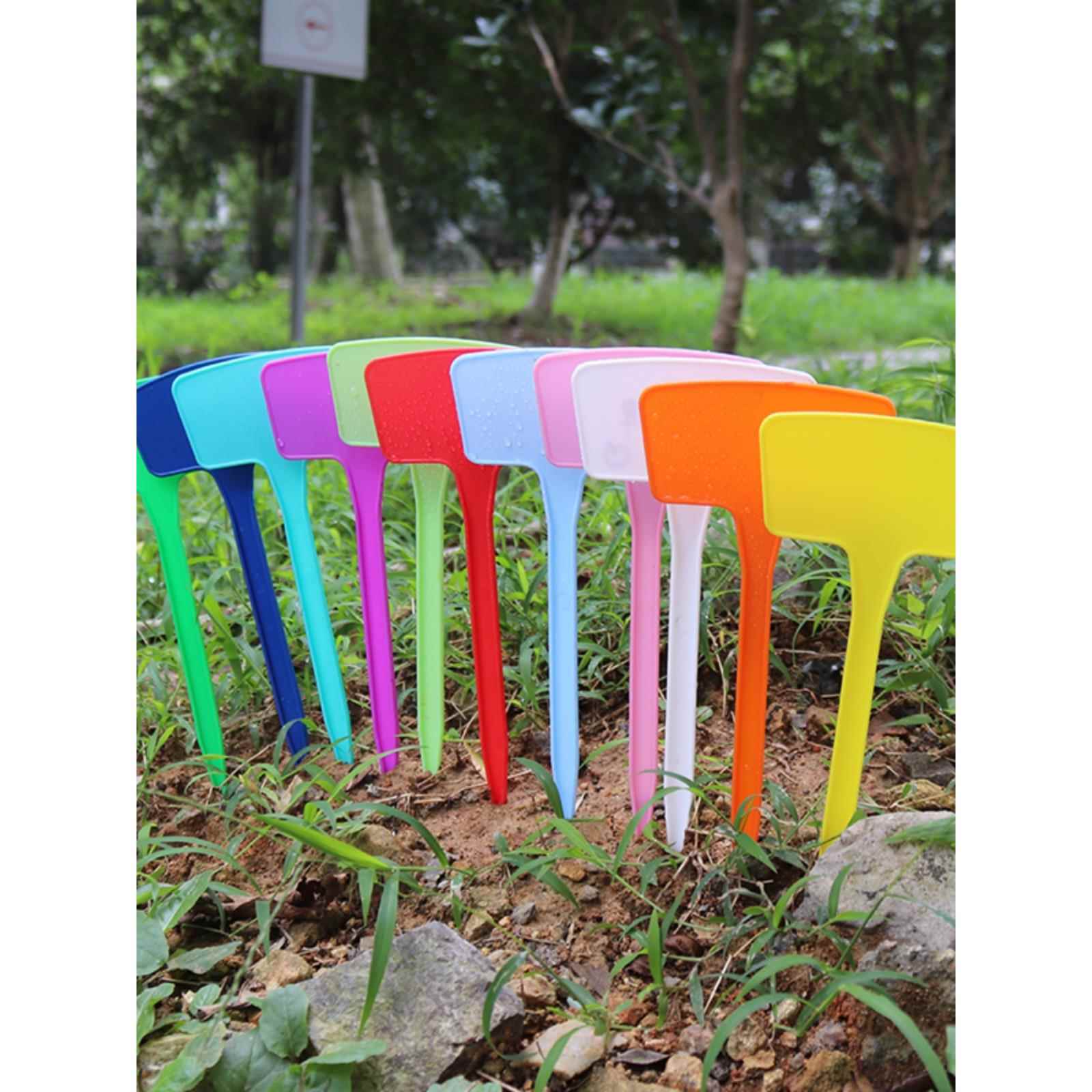 塑料加厚园艺标签花卉牌月季记号牌植物可书写扇面插地牌固定杆