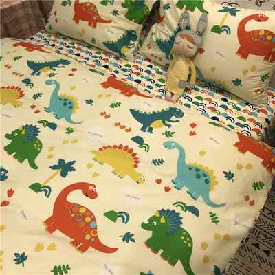 正品恐龙棉时代卡通全北欧简约四件套棉纯小清1.新5m1.8米被套床