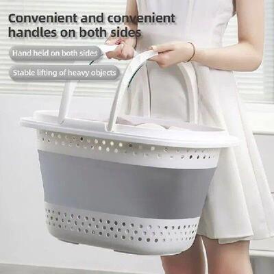 Collapsible Plastic Laundry Basket Folding Pop Up Bathroom