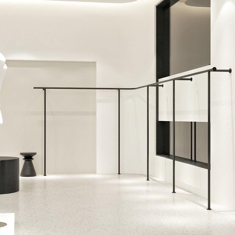 服装店不锈钢黑色展示架上墙货架男女童装店陈列壁挂式挂衣服架子