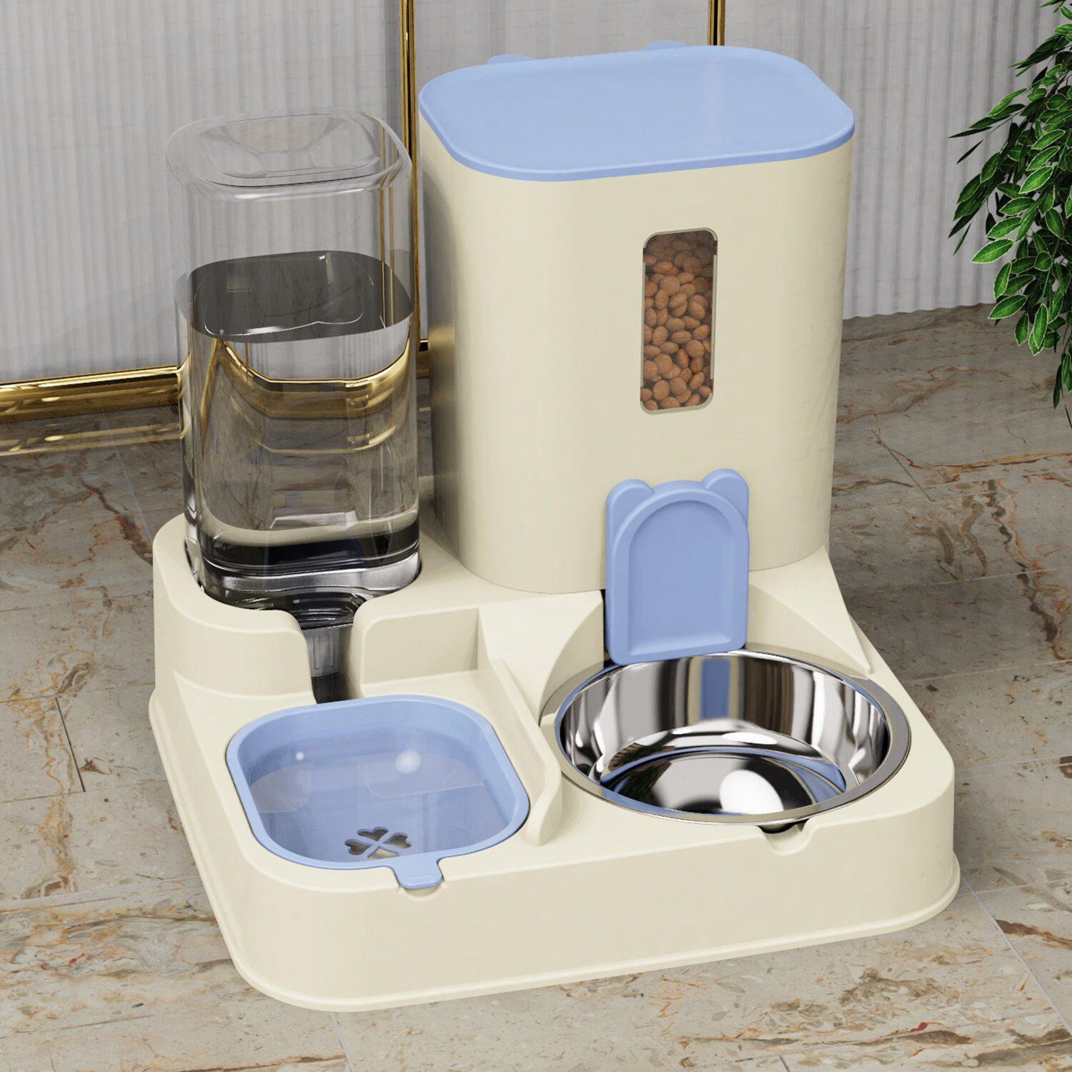 猫碗狗碗猫食盆双碗猫咪自动喂食器饮水机一体猫盆狗狗碗宠物用品