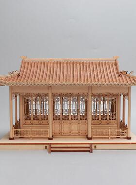 新中式创意木制古建筑凉亭样板房间书房卧室电视柜桌面装饰品摆件