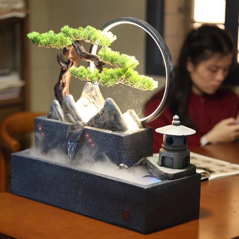创意桌面装饰，假山，鱼缸循环，运势风水轮，流水喷泉，水景装饰