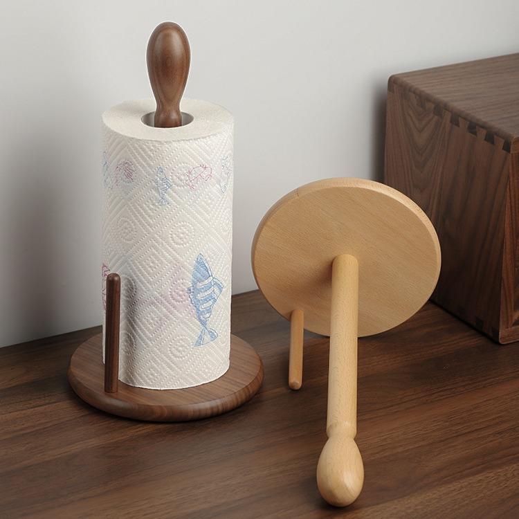 实木日式厨房专用纸巾架收纳纸挂架免打孔北欧餐桌桌面立式卷纸架