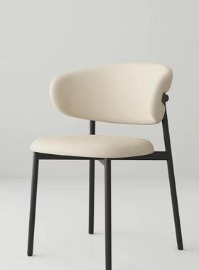 法式奶厅OFD背油风白色简意餐椅家用现代约设计师椅子靠餐桌椅餐