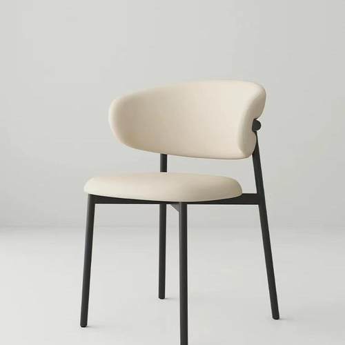 法式奶厅OFD背油风白色简意餐椅家用现代约设计师椅子靠餐桌椅餐