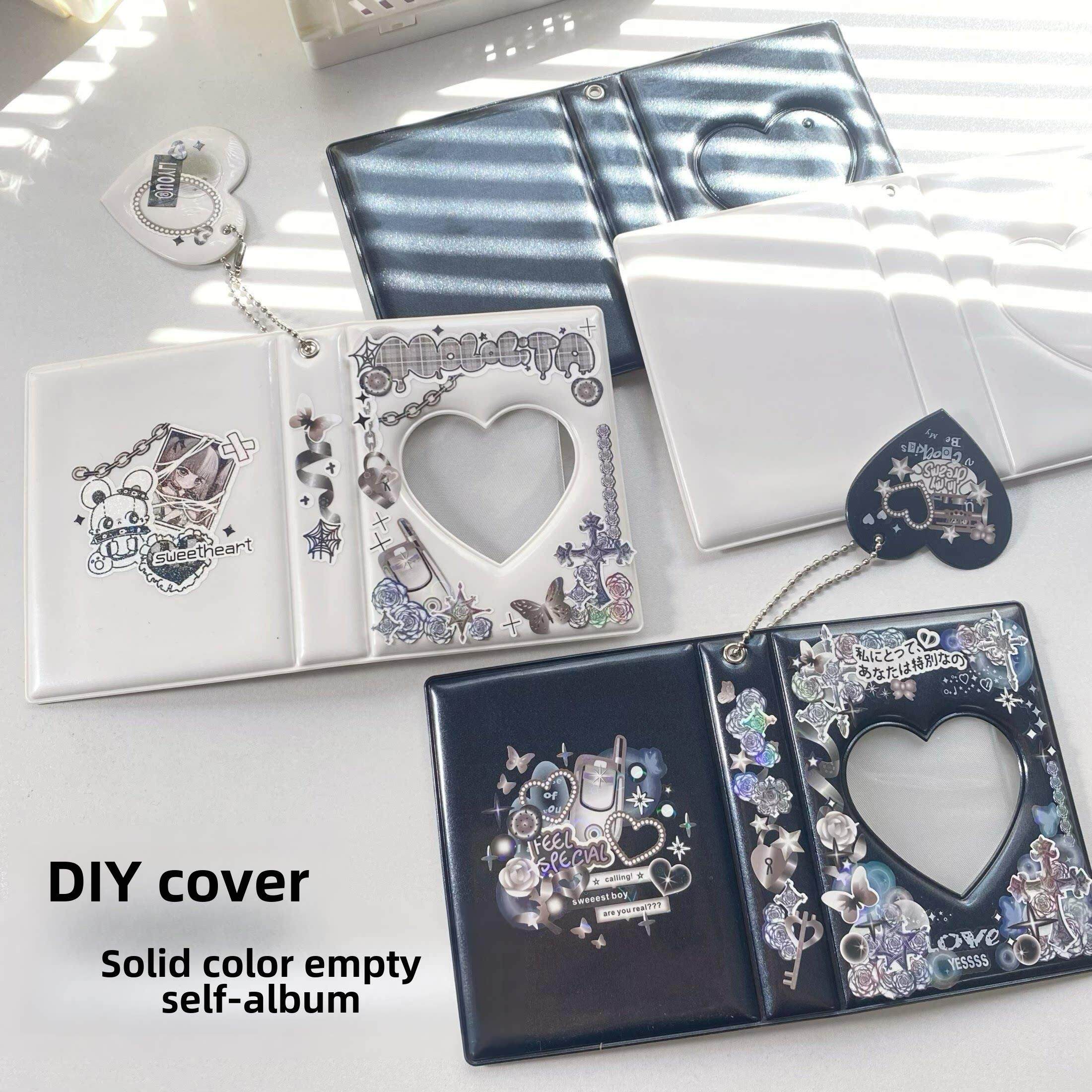 自制纯色镜面空白相册可DIY封面爱心镂空挂件3寸拍立得小卡收纳册