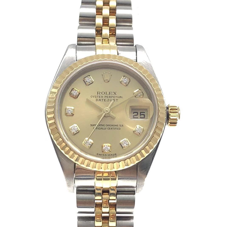 先鉴后发[9.8新]26mm劳力士日志型18k金镶钻自动机械女表69173