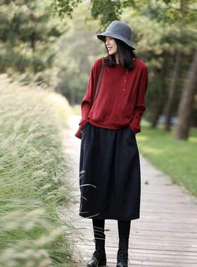 羊毛半身裙秋冬显显瘦花冬苞半裙遮胯裙子瘦季花苞SYP毛呢半身裙