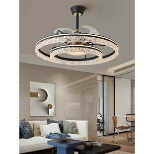 意式 客厅风扇吊灯现代简约隐形变频静音智能风扇餐厅一体吊扇灯具